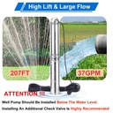 iMeshbean 4" 1HP Submersible Pump 207" Head 37 GPM 110V Stainless Steel with 100" Electric Cord