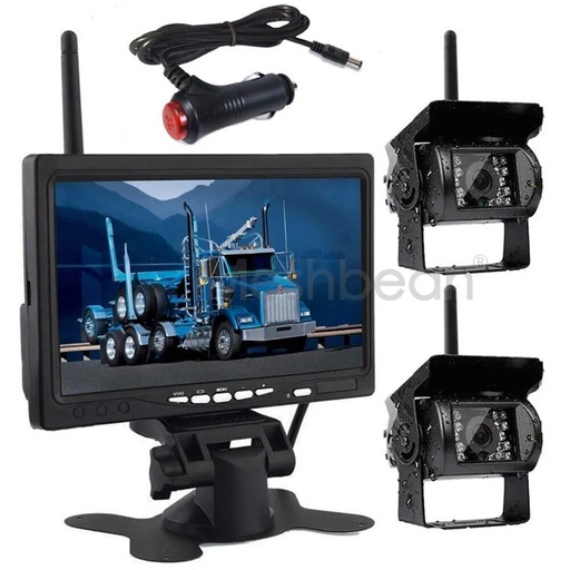 [LM09535] 7" Monitor--RV Truck Bus Wireless Night Vision System+2x Rear View Backup Camera