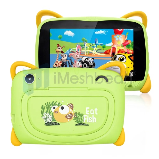 [QZ07044] 7" Kids Tablet PC Android 10 64GB Octa- Core Dual Camera WiFi Bundle Case, Green